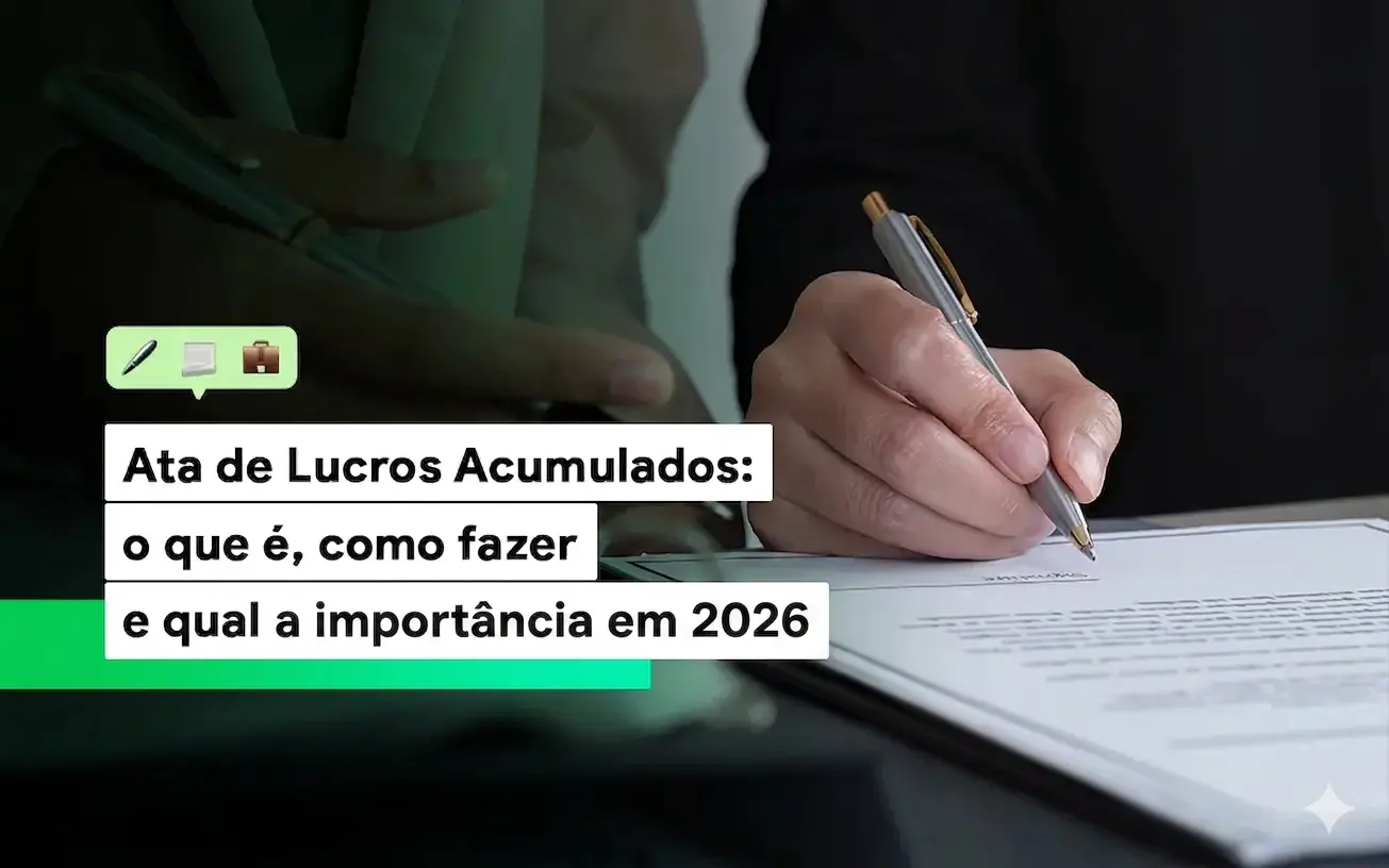 Imagem de mão assinando documento representando a ata de lucros.